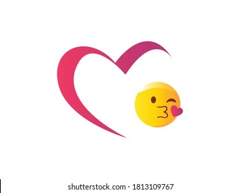 Heart emoji Icon Vector illustration. Perfect Hearts Love symbol. Valentine's Day kiss sign, emblem isolated on white background, Flat style for graphic and web design, logo.
