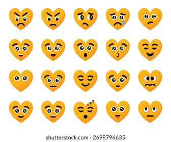 Conjunto de Vector de Emoji de Corazón – Triste, Amor y Emoción Divertida Caras Colección	
