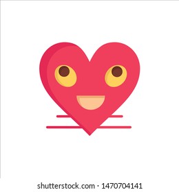 Heart, Emojis, Smiley, Face, Smile  Flat Color Icon. Vector icon banner Template. Vector Icon Template background