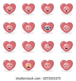 Heart Emoticon Character with Different Expression vector icon