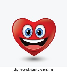 Heart emoticon, emoji - vector illustration