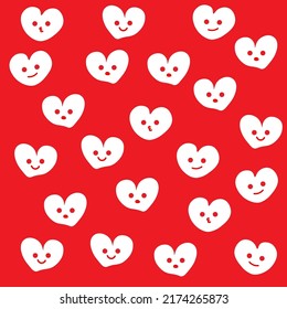 Heart emoticon pattern background Vector. Hand draws mini heart pattern background. 