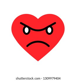 Heart emoticon vector illustration, Isolated flat design icon