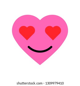 Heart emoticon vector illustration, Isolated flat design icon