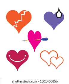 heart emoticon, white background vector illustration

