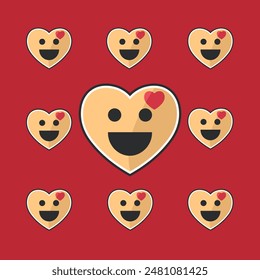 Heart emoticons set in flat style. Emoticon icons vector collection