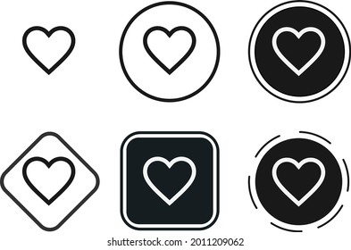 conjunto de iconos cardíacos vacíos. Colección de logotipo de esquema negro de alta calidad para diseño de sitios web y aplicaciones de modo oscuro móvil. Ilustración del vector sobre fondo blanco