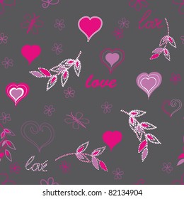 Heart end flower seamless pattern background