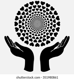heart end hands, Vector illustration