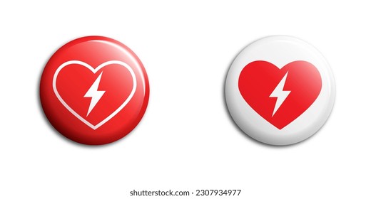 Heart and energy icon. Heart with a lightning icon. Vector illustration.