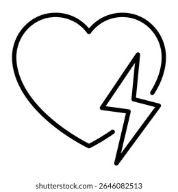 Heart energy pulse electric shock icon concept for cardiology emergency health care rescue heartbeat power vector illustration.