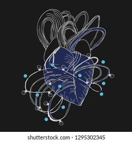 heart entwined with the threads of love. Valentine card