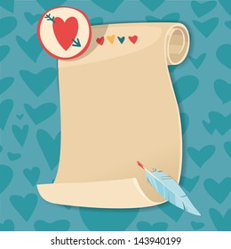 Heart in the envelope. Abstract vector illustration with envelope and hearts