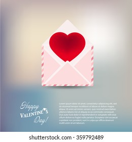 heart in envelope greeting card happy Valentine's day