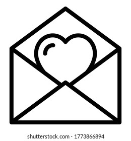 Heart Envelope Icon. Outline Heart Envelope Vector Icon For Web Design Isolated On White Background