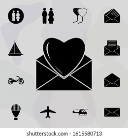 Heart in an envelope icon. Web icons universal set for web and mobile