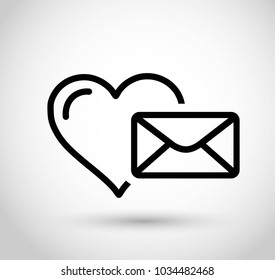 Heart with envelope line icon vector