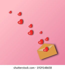 Heart in the envelope pink background