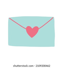 Heart envelope. Romantic vector hand drawn doodle element