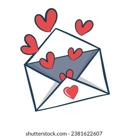 Heart with envelope Spread your love, relationships, friendships, and care happy Valentine's Day! simple illustration