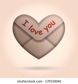 Heart envelope, Valentines day, vector