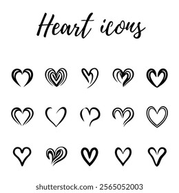 Heart Eps Bundle. Collection of illustrated heart icons. Retro Valentine Eps design featuring charming doodle hearts, cupid, and coquette elements in a pink and aesthetic style. Perfect for Valentine.