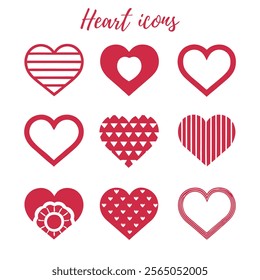 Heart Eps Bundle. Collection of illustrated heart icons. Retro Valentine Eps design featuring charming doodle hearts, cupid, and coquette elements in a pink and aesthetic style. Perfect for Valentine.