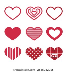 Heart Eps Bundle. Collection of illustrated heart icons. Retro Valentine Eps design featuring charming doodle hearts, cupid, and coquette elements in a pink and aesthetic style. Perfect for Valentine.