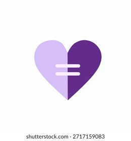 Símbolo da igualdade do coração em estilo plano para o feminismo e temas sociais baseados no amor. Adequado para cartazes, banners, campanhas e conteúdo digital.