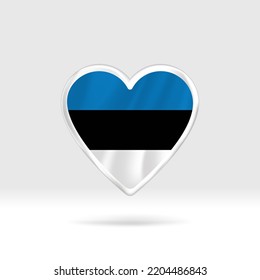 Heart from Estonia flag. Silver button star and flag template. Easy editing and vector in groups. National flag vector illustration on white background.