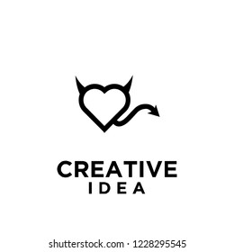 heart with evil logo icon designs vector