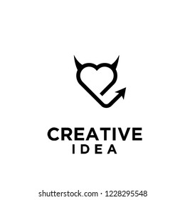 heart with evil logo icon designs vector