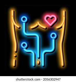 dispositivo de examen cardíaco, vector de señal de luz de neón. Signo de dispositivo de exploración cardiaca brillante con un icono brillante. ilustración de símbolo transparente