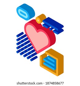 vector de icono del examen cardiaco. signo de examen cardiaco isométrico. ilustración de símbolo aislado de color