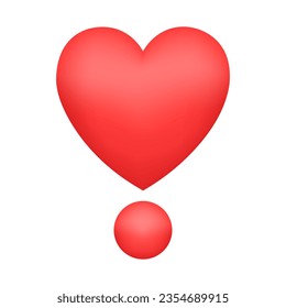 Heart Exclamation Emoji isolated on white background. Emoticons symbol modern, simple, vector, printed on paper. icon for website design, mobile app, and UI. Vector Illustration