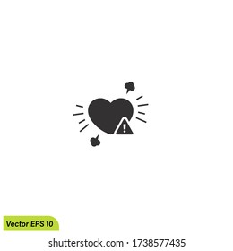 Heart with exclamation icon. Heart attack symbol modern, simple, vector, icon for website design, mobile app, ui. Vector Illustration eps 10