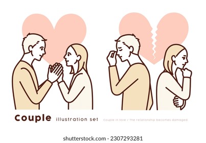 Heart expresses the state of a couple. Vector illustration of a couple.