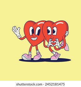 Heart Expression Mascot Retro Illustration Collection