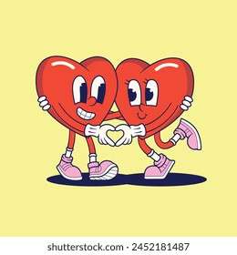 Heart Expression Mascot Retro Illustration Collection