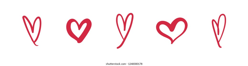 Heart expressive illustrations, hand drawn vector love symbols