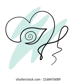 Heart eye continuous line. Vector illustration 