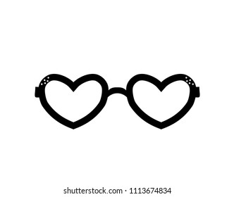 Heart Eye Glasses illustration, Vintage eye wear frames, Black Silhouette, girl, freehand, love fashion accessory, women, thick, retro shape, sight, old lady, sunglasses, nerd, geek, optical, pretty