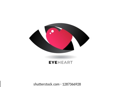 heart in eye logo or icon abstract vector