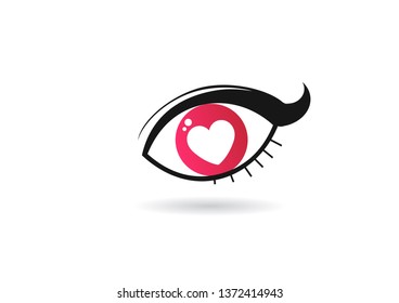 heart in eye logo or icon abstract vector
