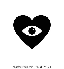 Heart with Eye Looking Inward Icon for Self-Reflection and Introspection
