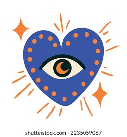 heart with eye and moon icon