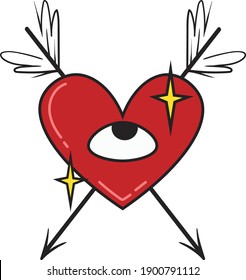 
Heart with an eye pierced by an arrow