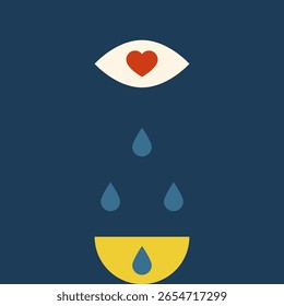Heart and Eye symbols. Vector Heart sign. Love symbol. Heart with Tears. Heart Background. Esoteric illustration.
