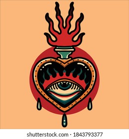 heart with eye tattoo vector design