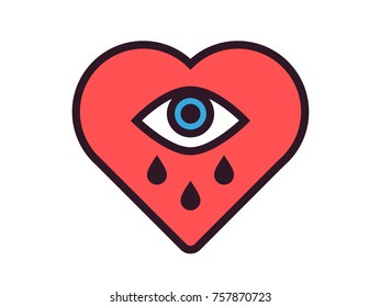 heart with eye and tears